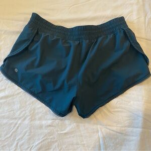 LULULEMON Teal Dark Green Shorts, Lined, Liner Brief. Elastic Waistband Size 10